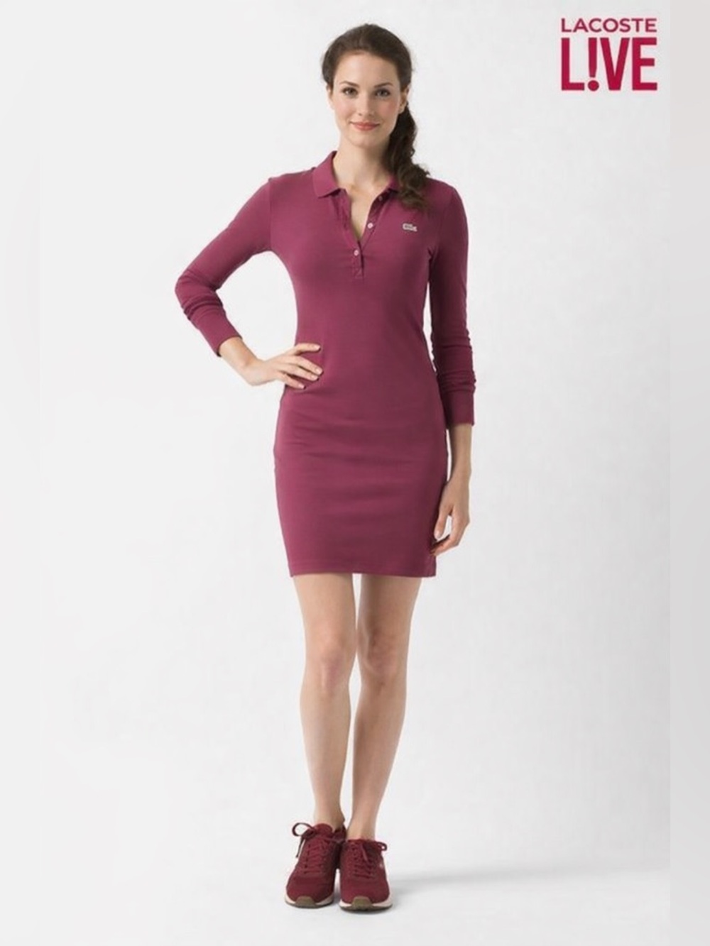 Lacoste Mini Polo Dress in Berry Plum